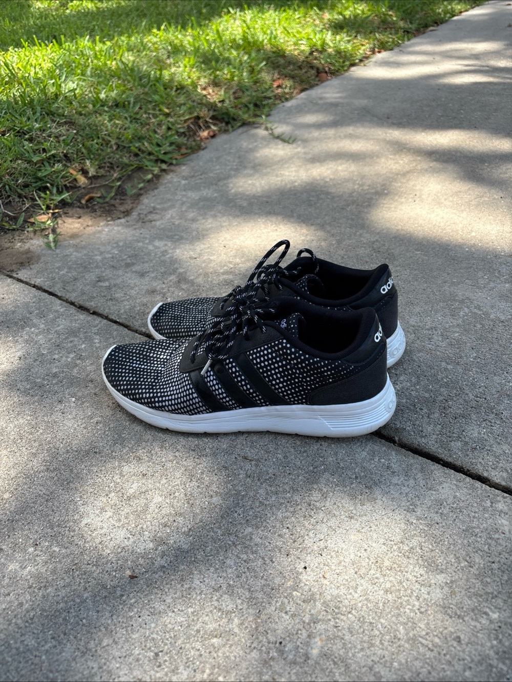 Adidas Lite Racer Running Women's Size 9.5 Black White Dots Athletic Shoes